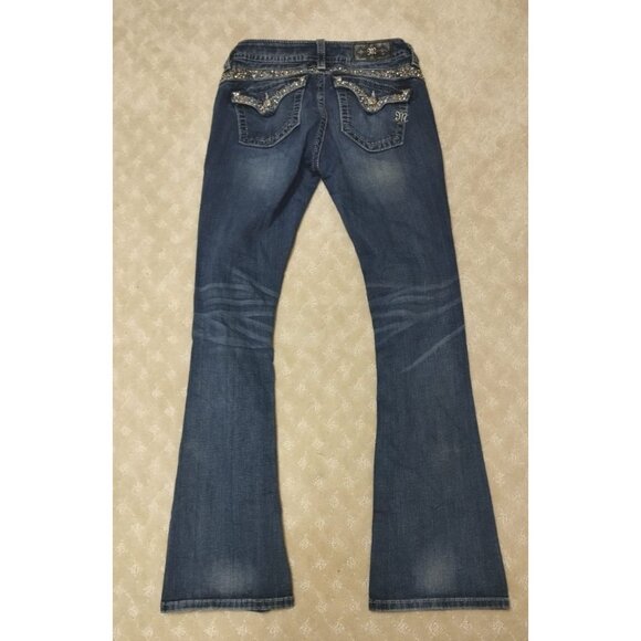 Miss Me Jeans Women's 28x34 Mid-Rise Boot Cut MP7700B Rhinestone Waist Bling - Picture 4 of 5